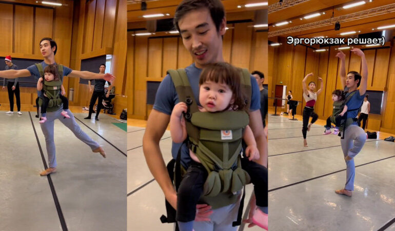 “Будущая балерина”: годовалая малышка с отцом растопили сердца казахстанцев